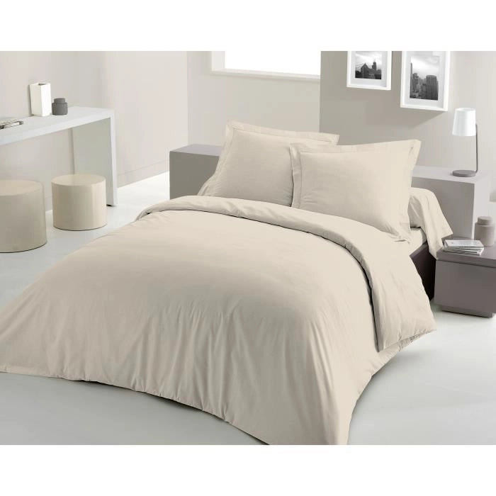 COMPLETO PIUMINO LOVELY HOME - 220x240 cm - 100% COTONE - BEIGE CREMA