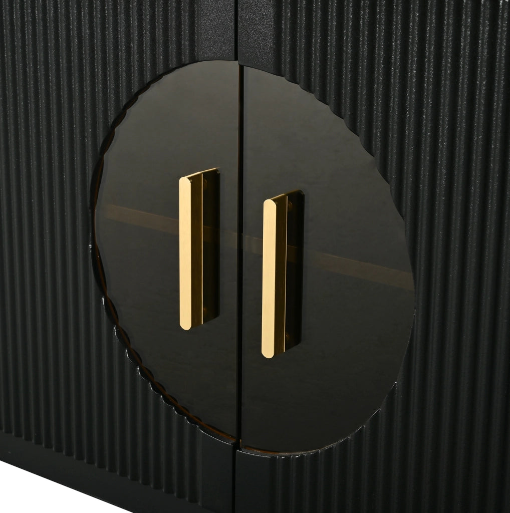Mobile TV moderno 180x40x46 cm in MDF; con 3 cassetti e 3 ante; nero