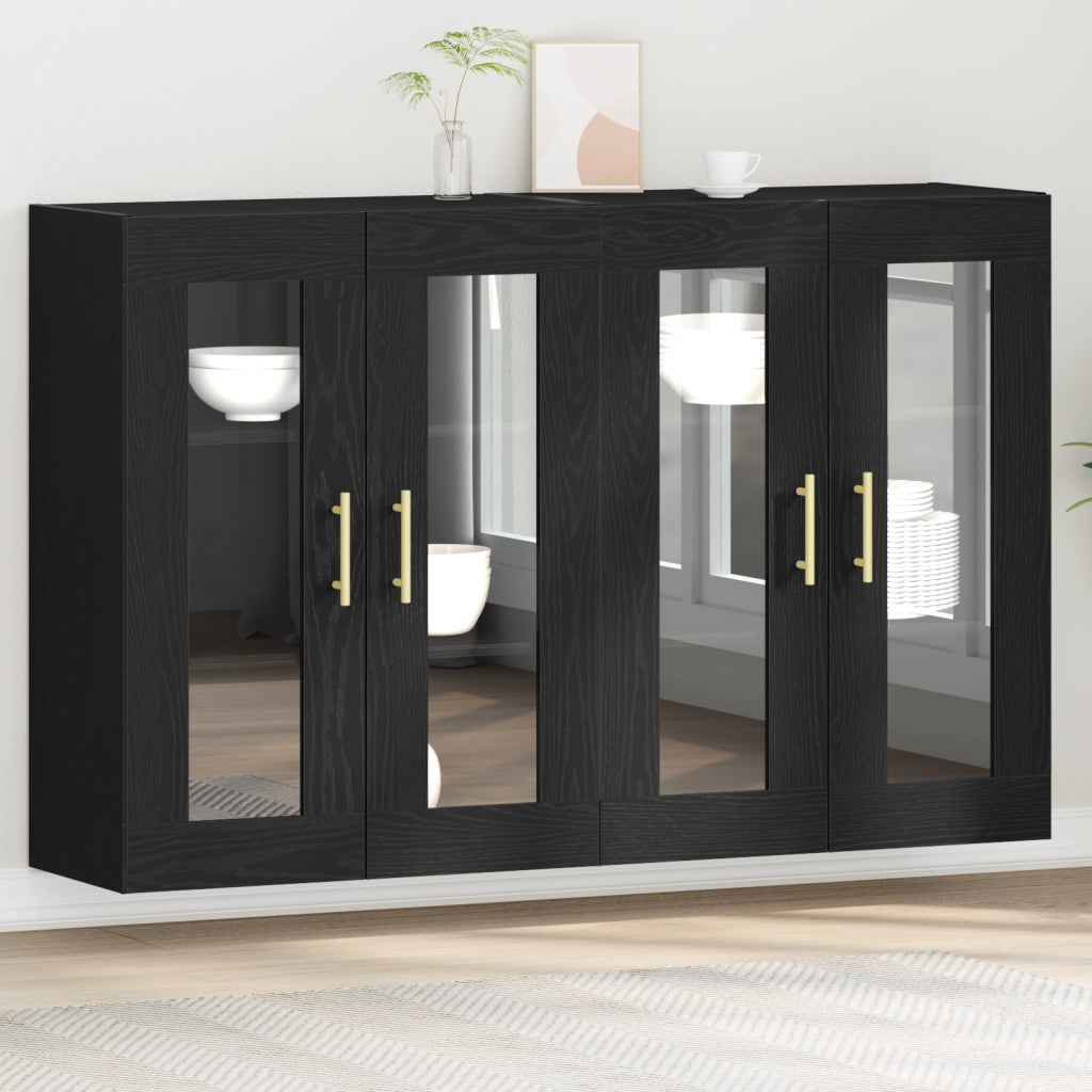 Armadi a muro 2 pezzi Nero Rovere 69,5x34x90 cm Legno ingegnerizzato