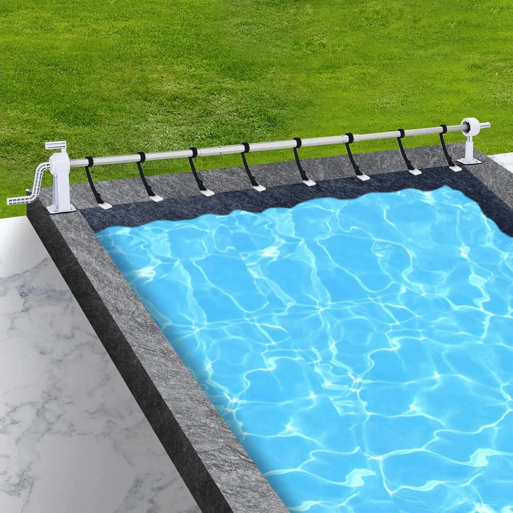 Telo avvolgitore per piscina, 1,05-6,15 m, per telone, sistema di avvolgimento di alta qualità, con nastri regolabili, tipo B