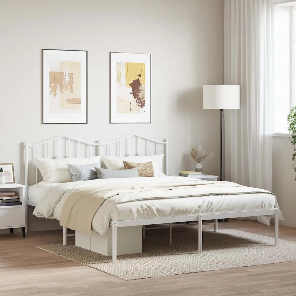 Letto matrimoniale | Letto per adulti | Giroletto con Testiera Metallo Bianco 180x200 cm