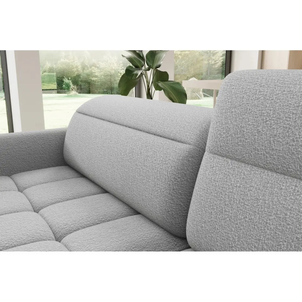 Divano angolare destro convertibile BARNEA 208 cm grigio chiné con contenitore