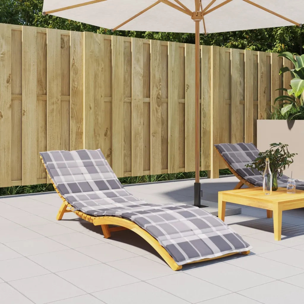 Cuscino per sedie | Cuscino per Lettino a Quadri Grigi 200x60x3 cm Tessuto Oxford