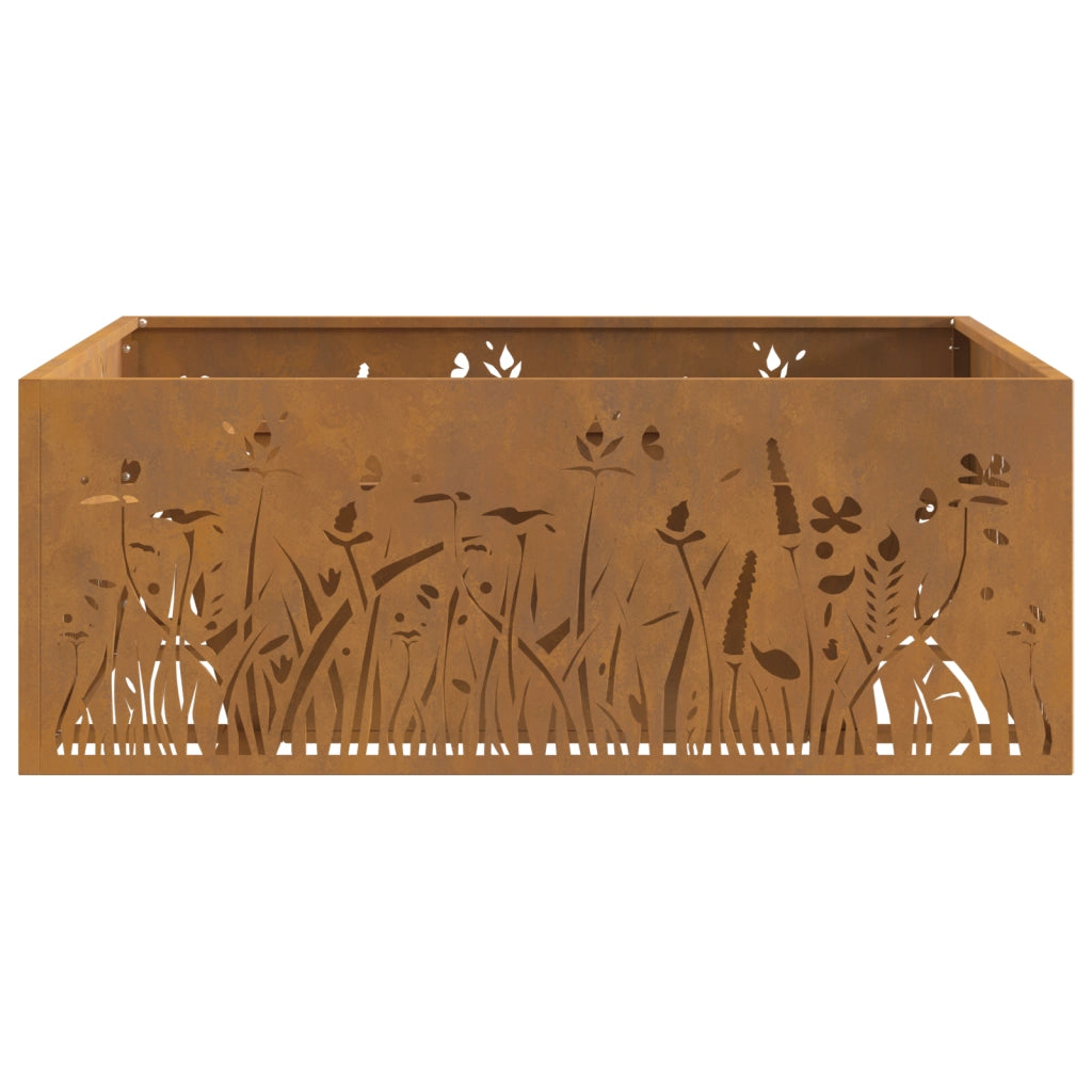 Fornello quadrato  80x80x30 cm in acciaio invecchiato