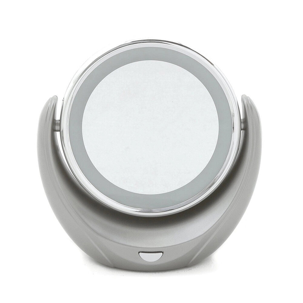Specchio A Led Zoom 5x Orientabile Con Supporto A Batteria Silver Dcg Lm 3055