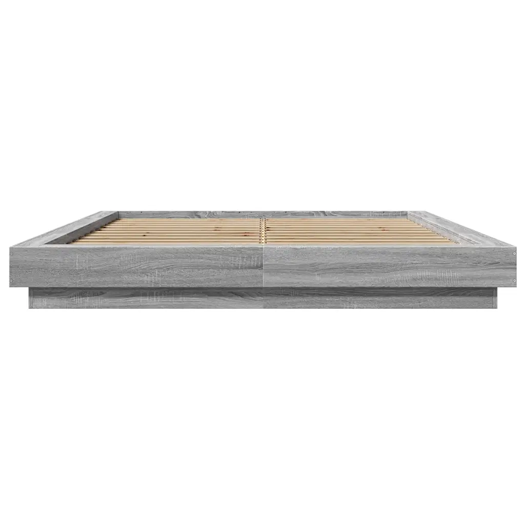 Giroletto Luci LED Grigio Sonoma 160x200 cm Legno Multistrato 3281089
