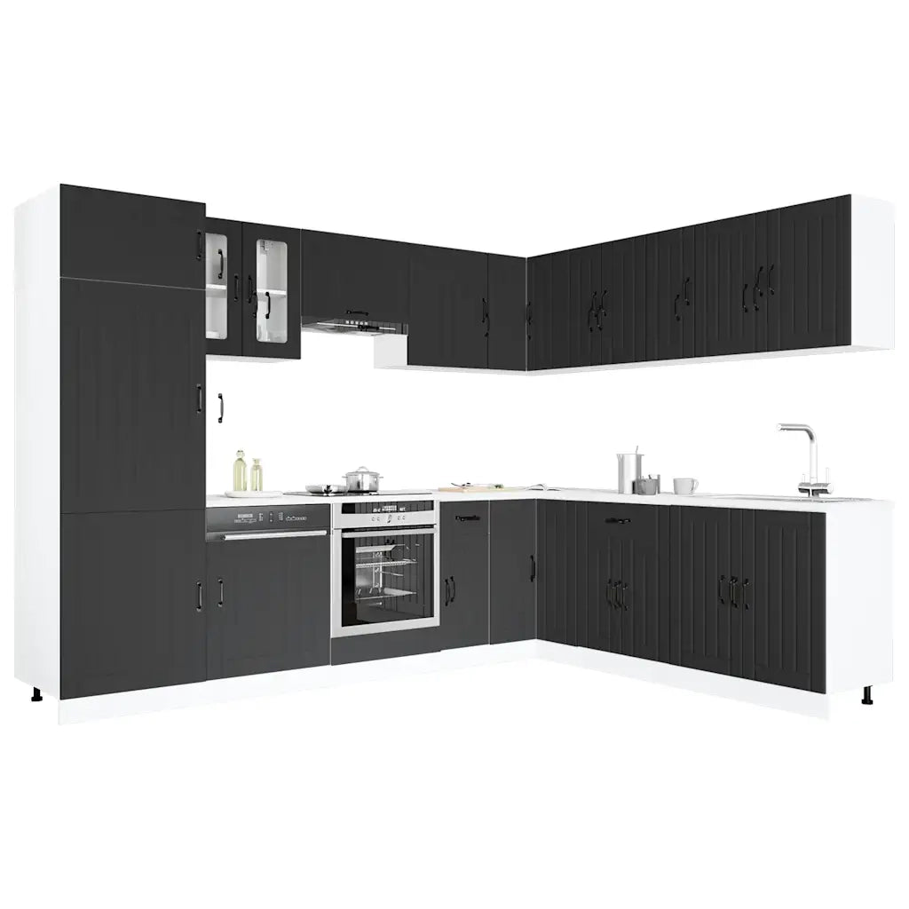 Set Mobili da Cucina 14 pz Lucca Neri Legno Multistrato