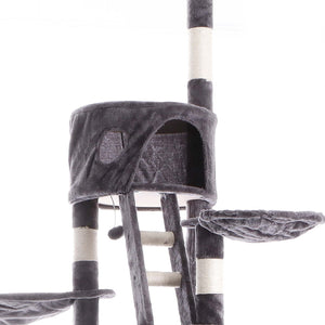 Albero tiragraffi 240-260cm grigio Modello a soffitto Sisal Con nicchie e amache