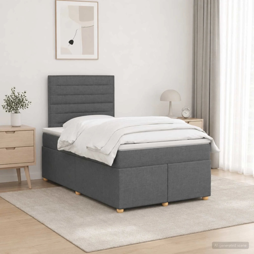 Letto box spring con materasso Grigio Scuro 120 x 190 cm 3455295