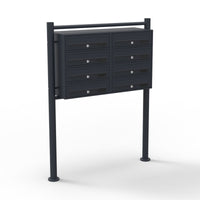 Cassetta postale condominiale autoportante, 8 posti, nero, 945 x 270 x 1500 mm 2 moduli