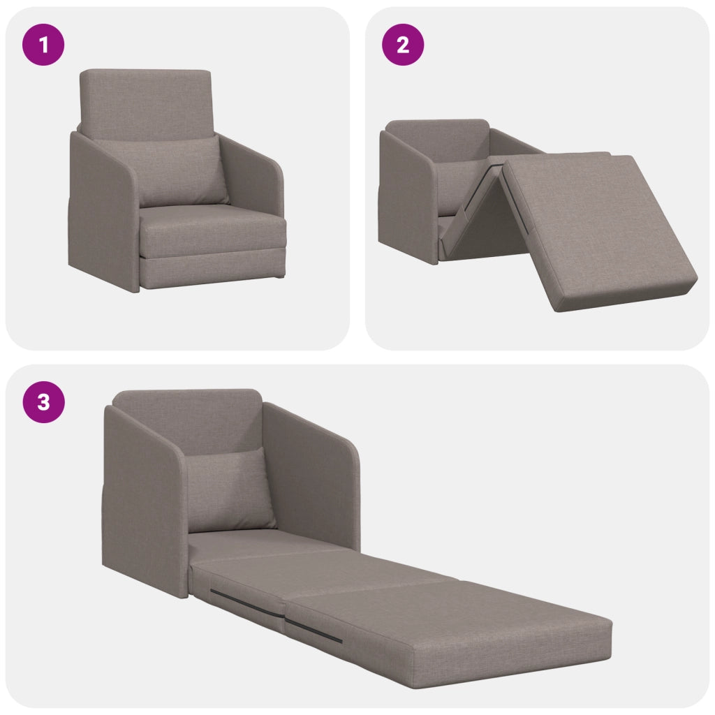 Divano Letto 2-in-1 Tortora 65x80x83 cm Tessuto