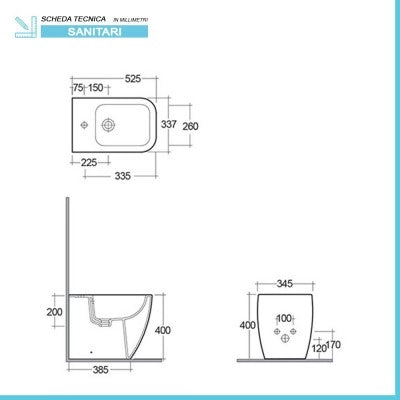 Coppia di Sanitari filomuro Metropolitan bianco lucido con copriwater ultraslim soft close