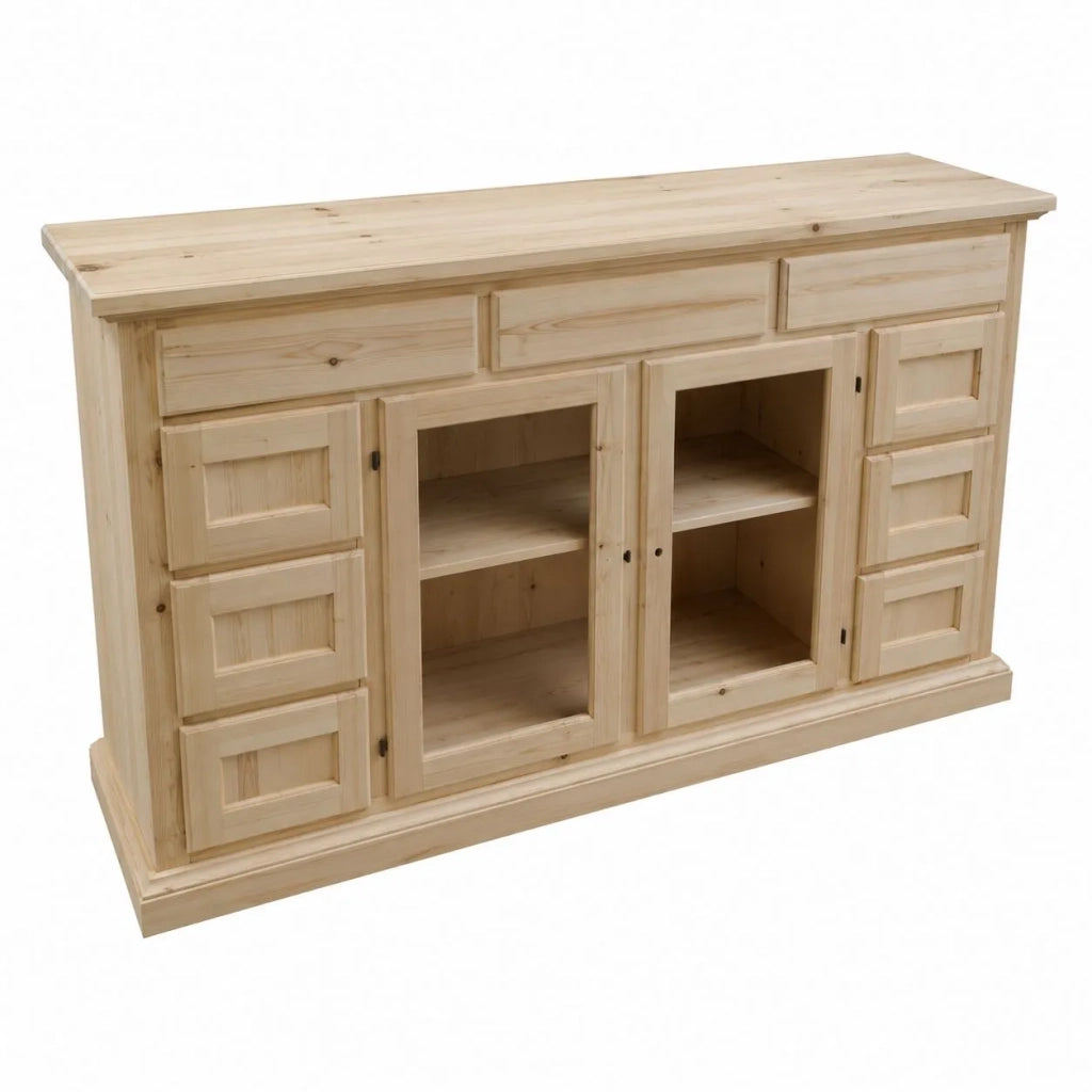 Madia credenza in legno 2 porte 9 cassetti grezzo l.160 p.45 h.95 (984) - Mobili 2G