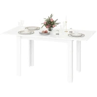 Tavolo da Pranzo Allungabile per 4-6 Persone con Pannelli a Ribalta, in Legno, 120-160x80x78 cm, Bianco