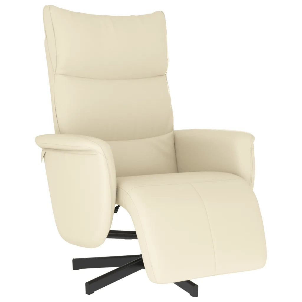 Divano Sedia-Poltrona Reclinabile con Poggiapiedi Crema in Similpelle 314170