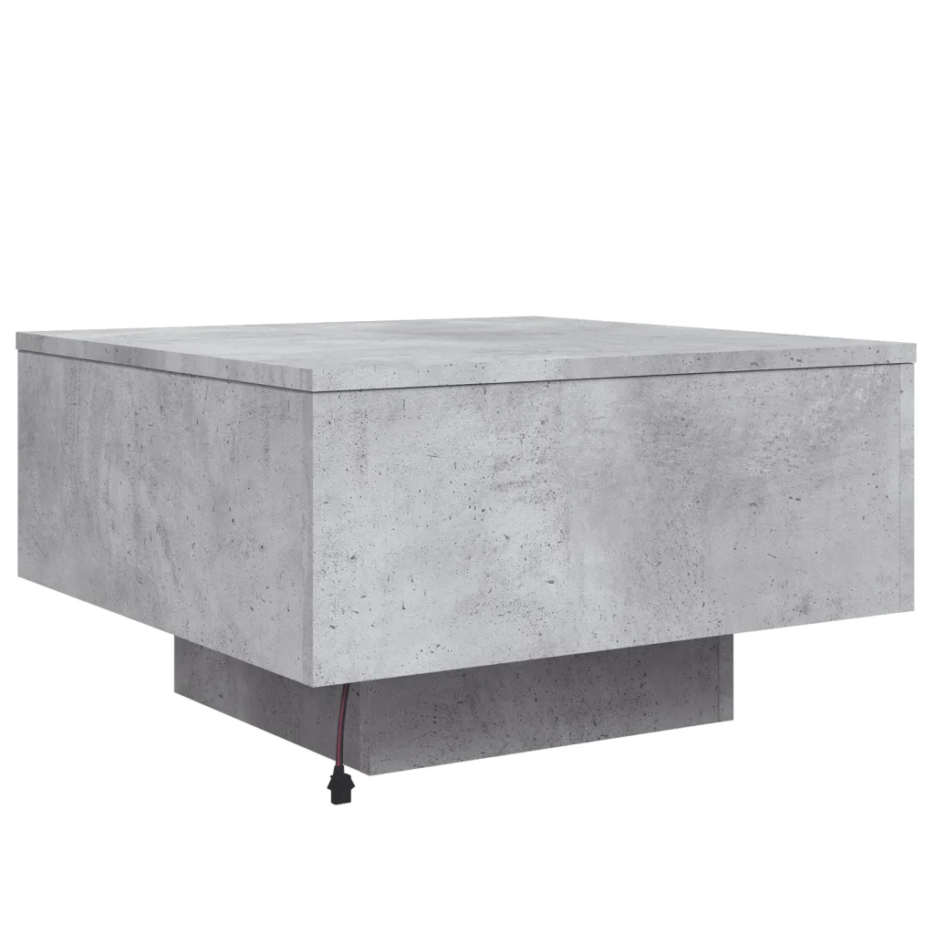 Tavolino da salotto | Tavolino da caff¨¨ | Tavolino da Soggiorno con Luci LED Grigio Cemento 55x55x31 cm