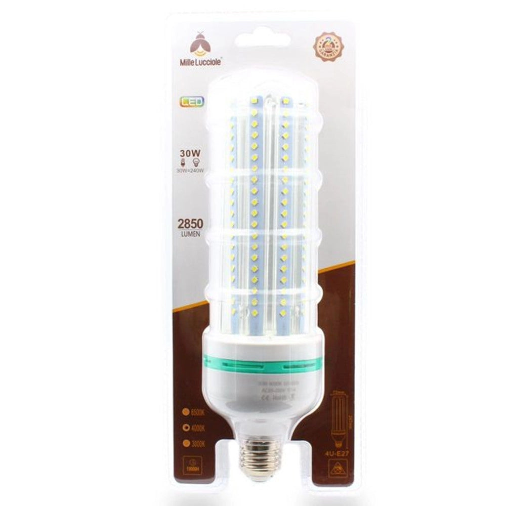 Trade Shop - Lampadina Led E27 30 W 4u Tubolare Tubo Lineare Luce Naturale 4000k 2850lm 87491 -