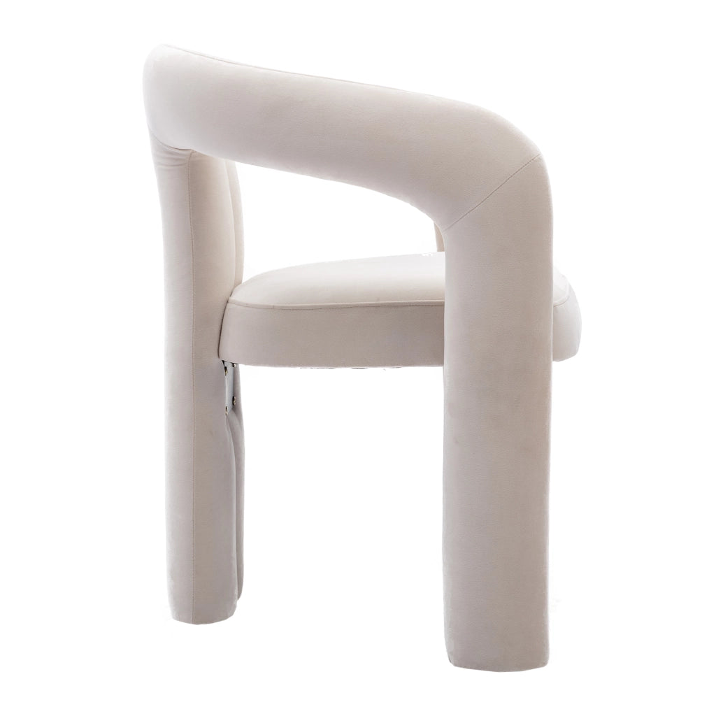 Sedia da pranzo con Schienale Avvolgente e Braccioli, Design Moderno, in Velluto Beige