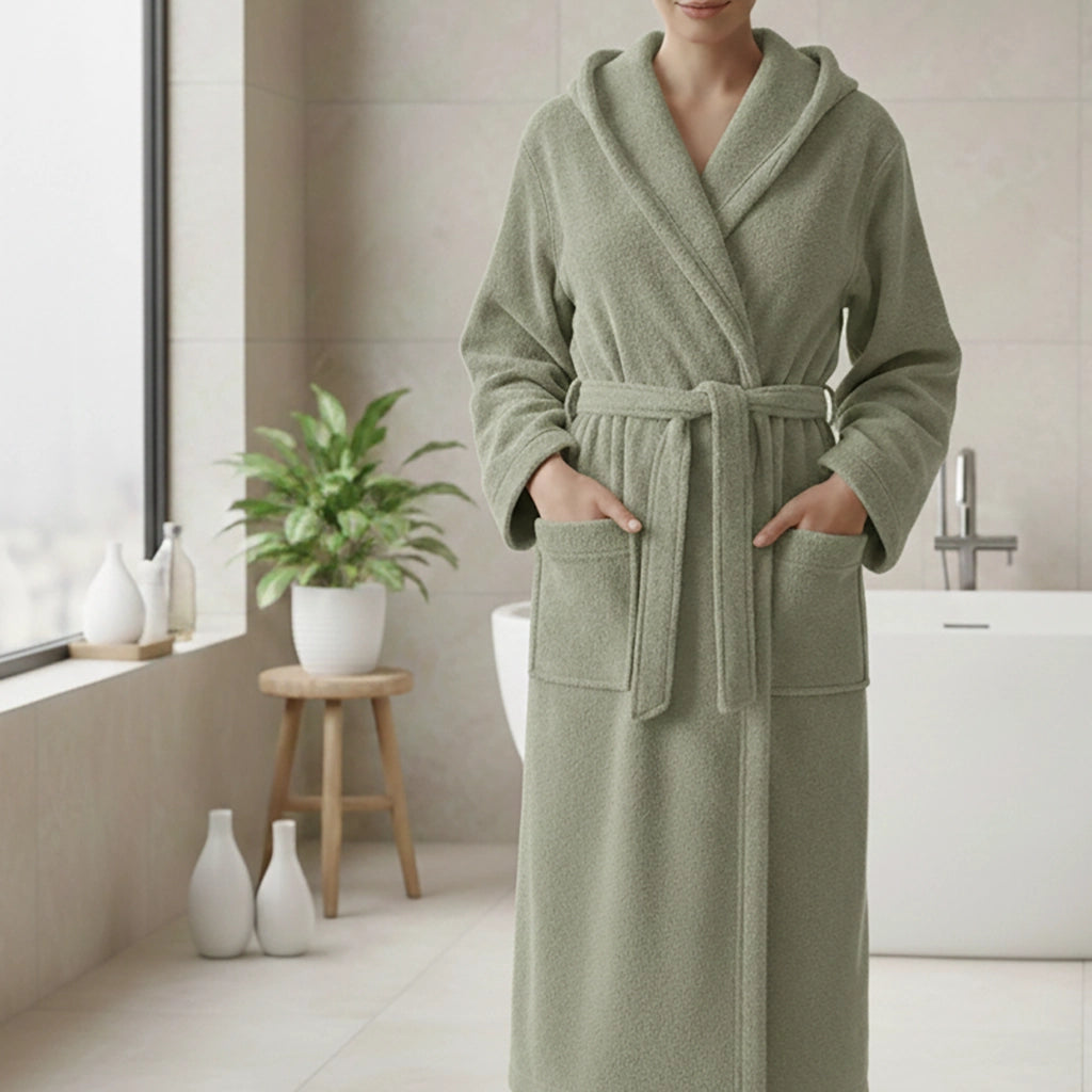 Satoka, Accappatoio 100% Cotone con Cappuccio, Verde Menta