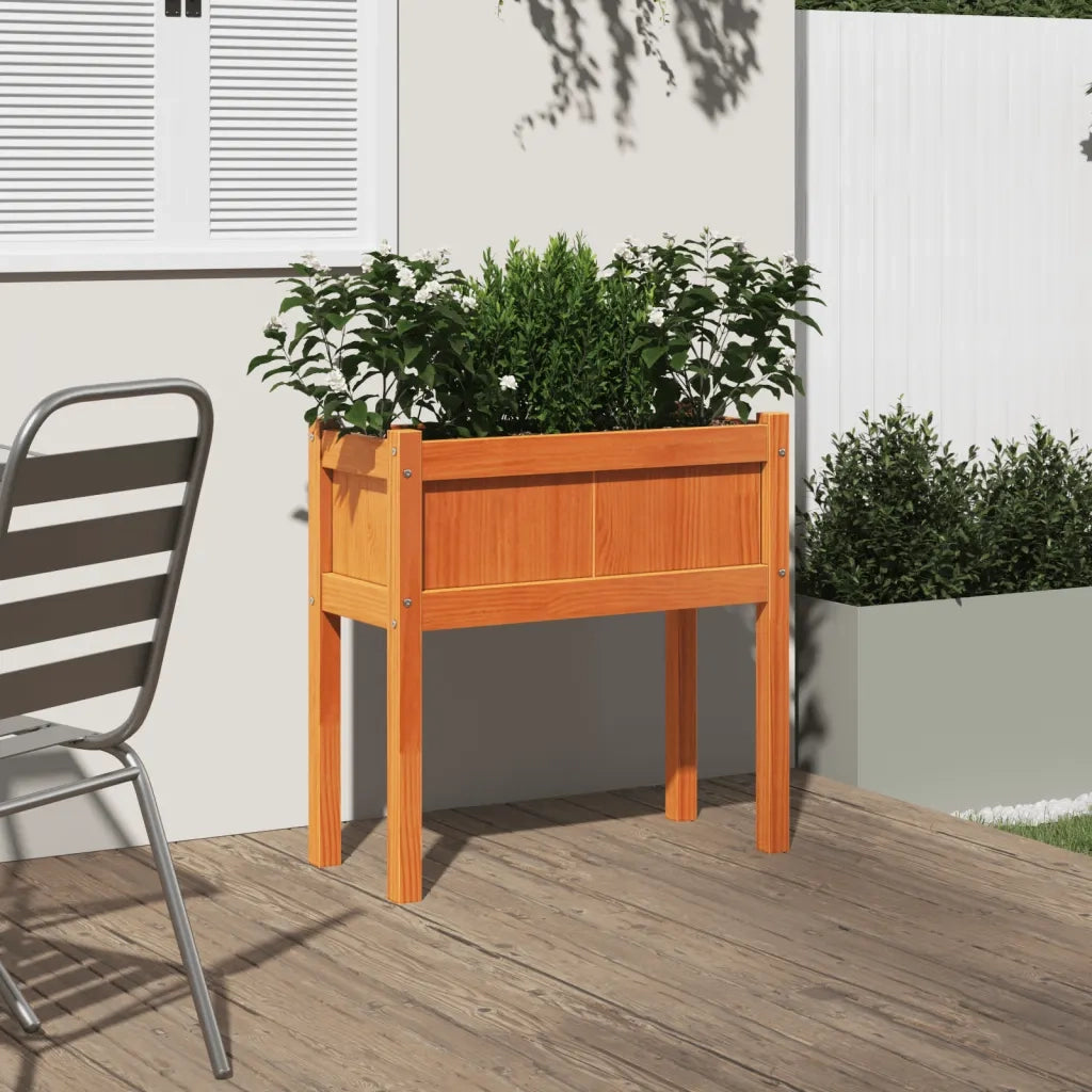 Fioriera Giardino-Vaso da Esterno-Contenitore per Piante Gambe Marrone Cera 70x31x70 cm Massello Pino