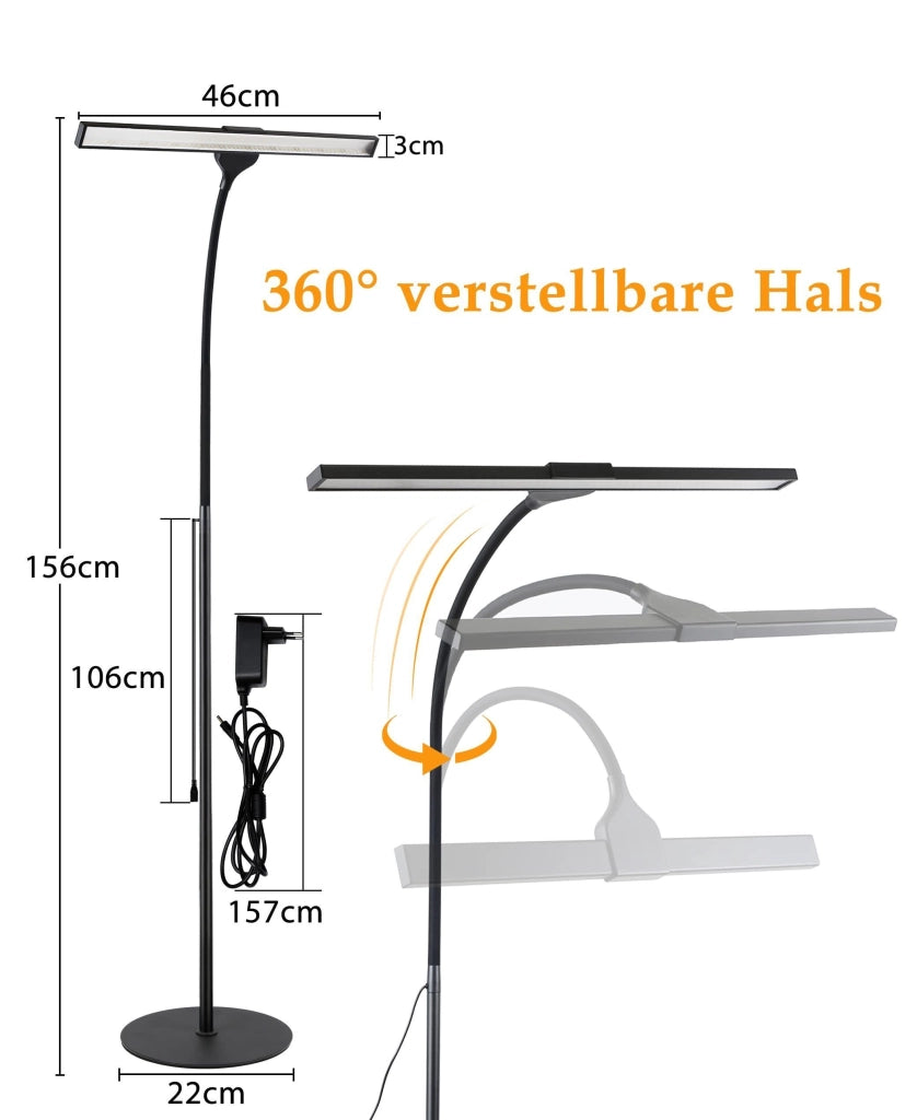 ZMH Lampada da Terra a LED Moderna Lampada da Lettura Touch con Timer Illuminazione per Ufficio