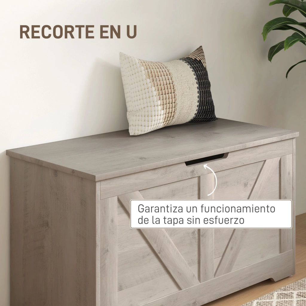 Panca contenitore ¨C Xylo ¨C tessuto grigio 80x40x45 cm 100L
