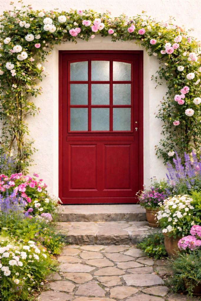 Porta d'ingresso in legno vitreo, Alize RAL 3004, H,215xl,90 p,sinistra Dimensioni Tabella senza maniglia