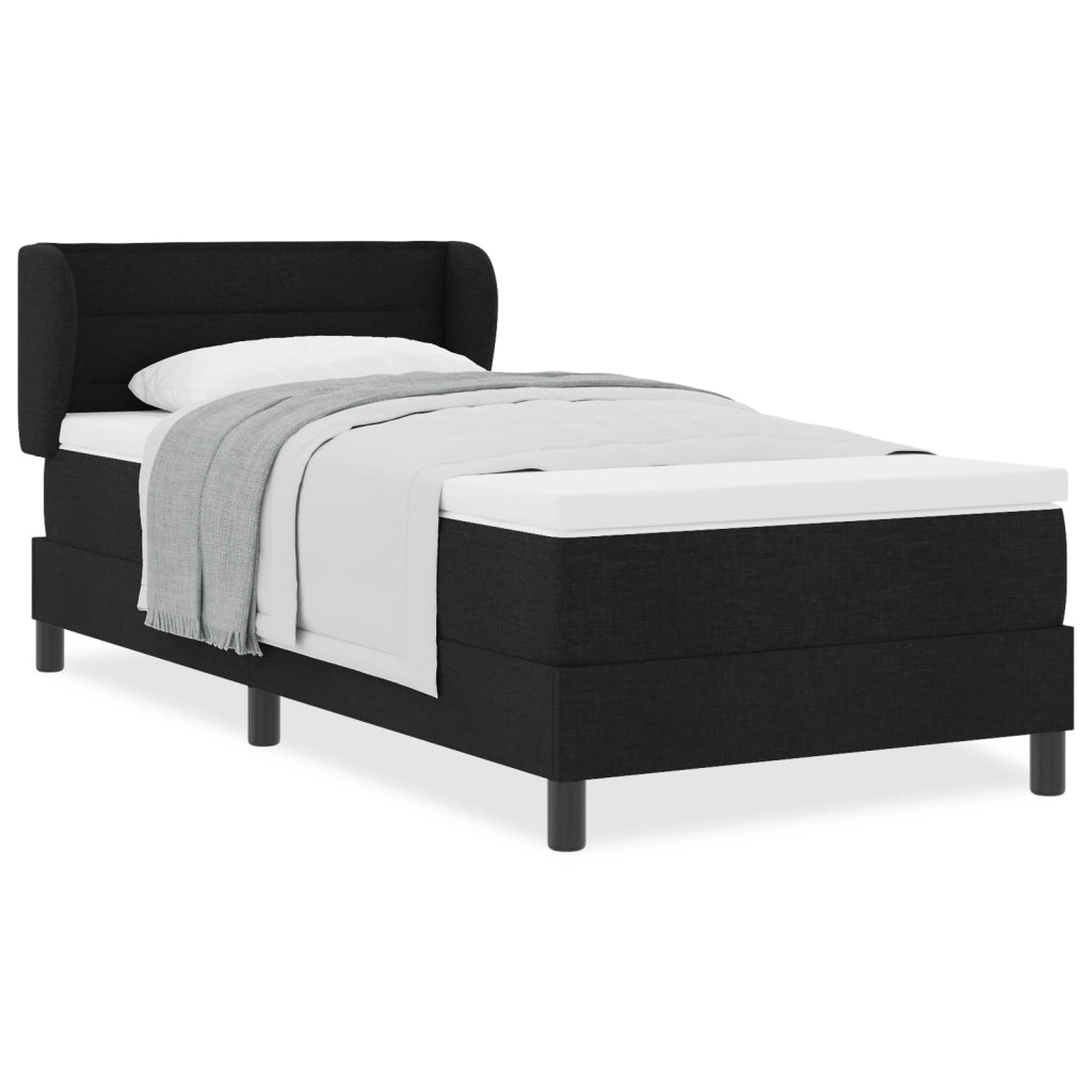 Letto a molle con materasso Nero 80x200 cm Tessuto