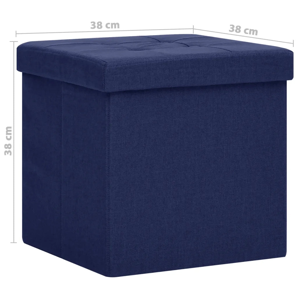 Sgabello con Contenitore Pieghevole Blu in Simil Lino 338767
