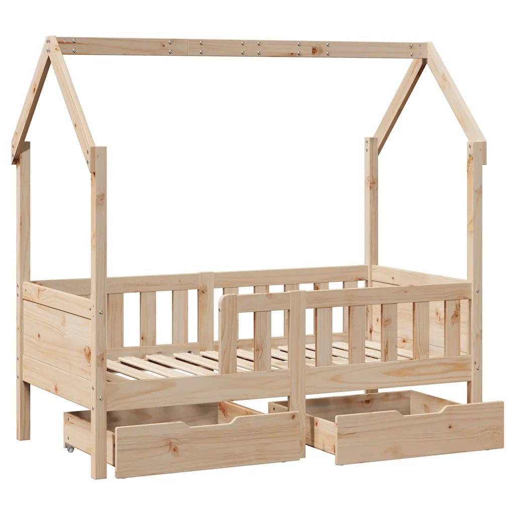 Giroletto per Bambini con Cassetti 80x170cm Legno Massello Pino 3302041
