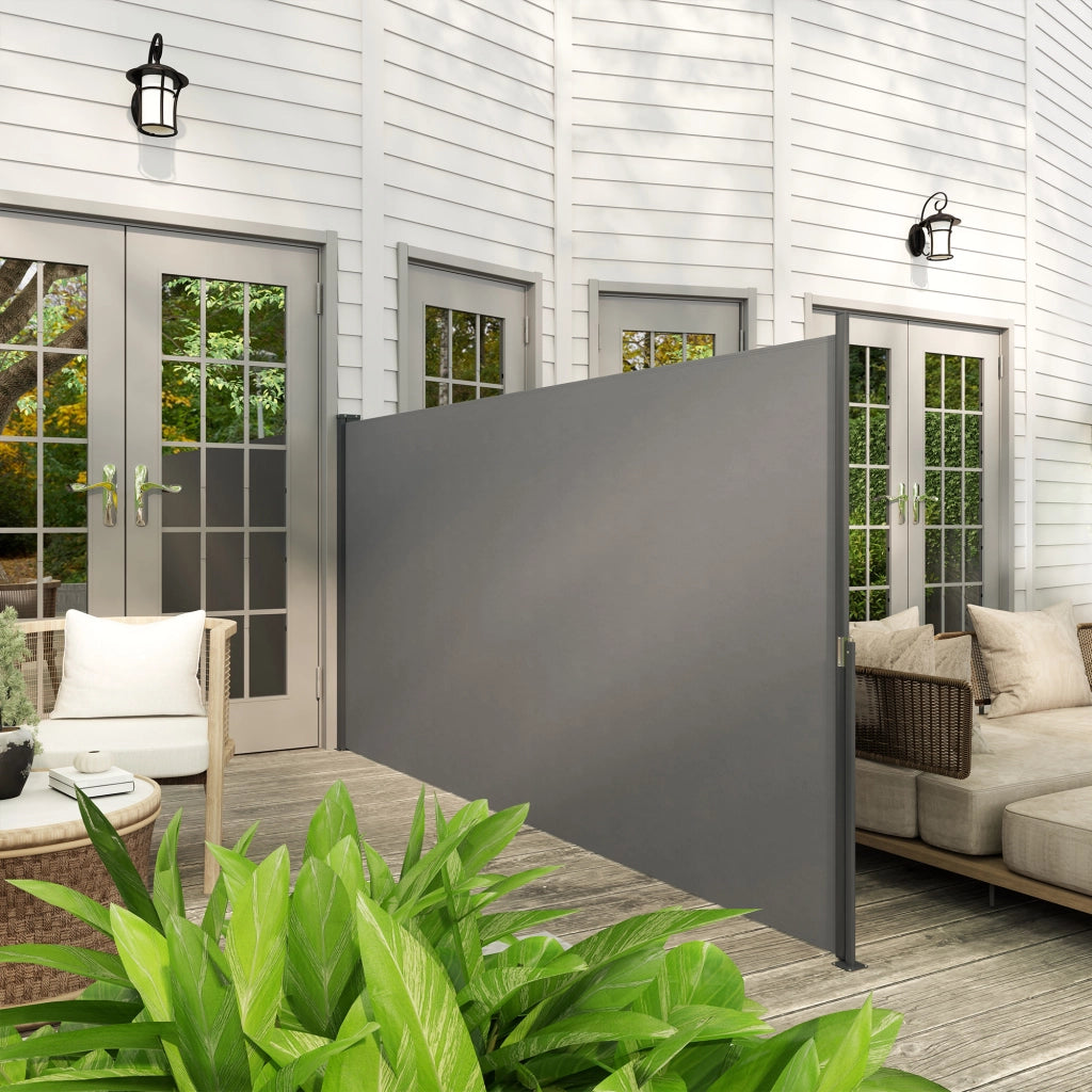 Paravento retrattile per esterno ¨C zephmum ¨C grigio scuro, alluminio, poliestere, 300x140 cm