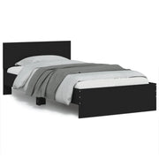 Giroletto con Testiera-Struttura letto con testiera Nero 100x200 cm in Legno Multistrato