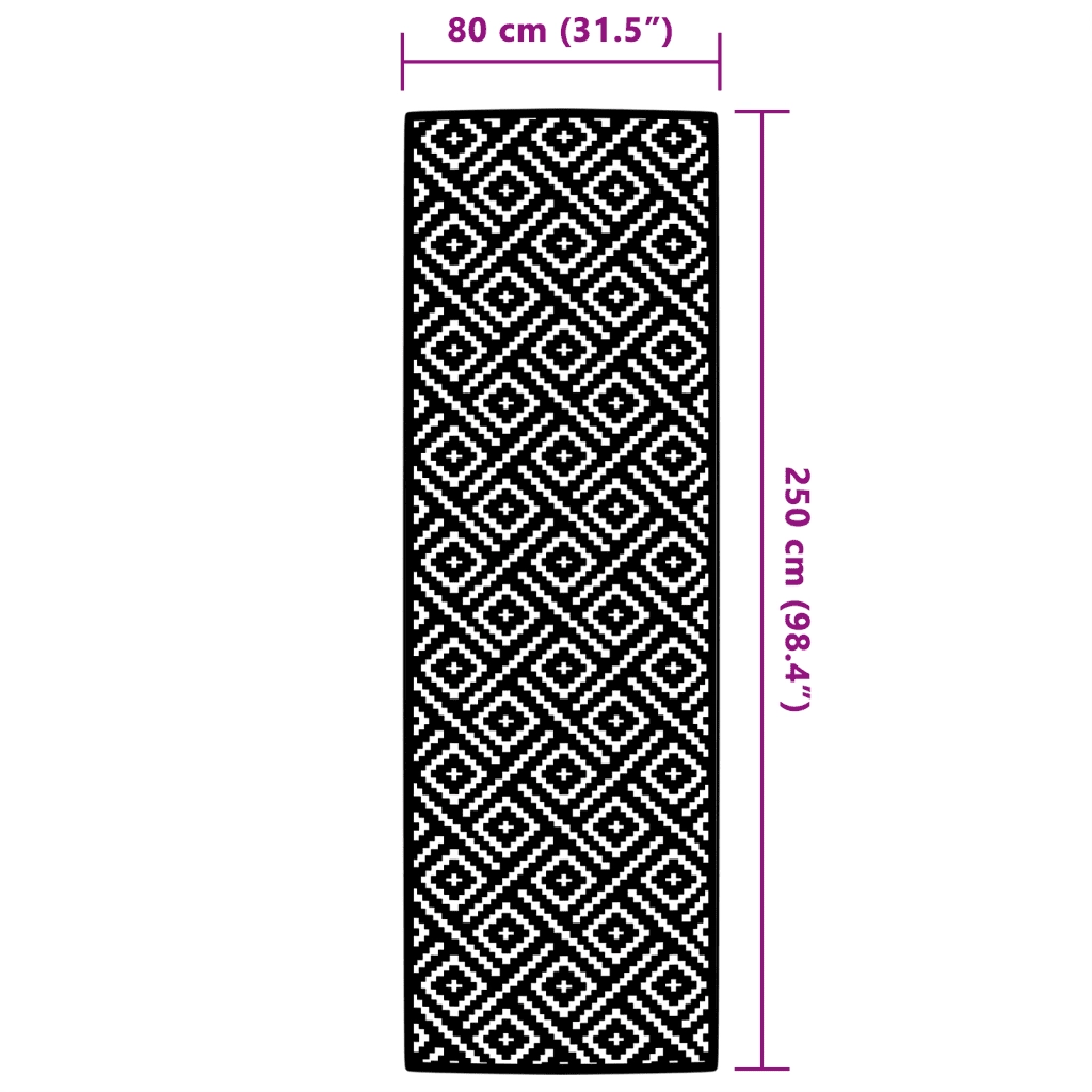 Tappeto da Esterno ARAKIL Bianco e Nero 80x250 cm PP 368575