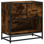 Comodino | Armadio da Notte | Mobiletto da notte Rovere Fumo 60x31x60 cm in Legno Multistrato e Metallo