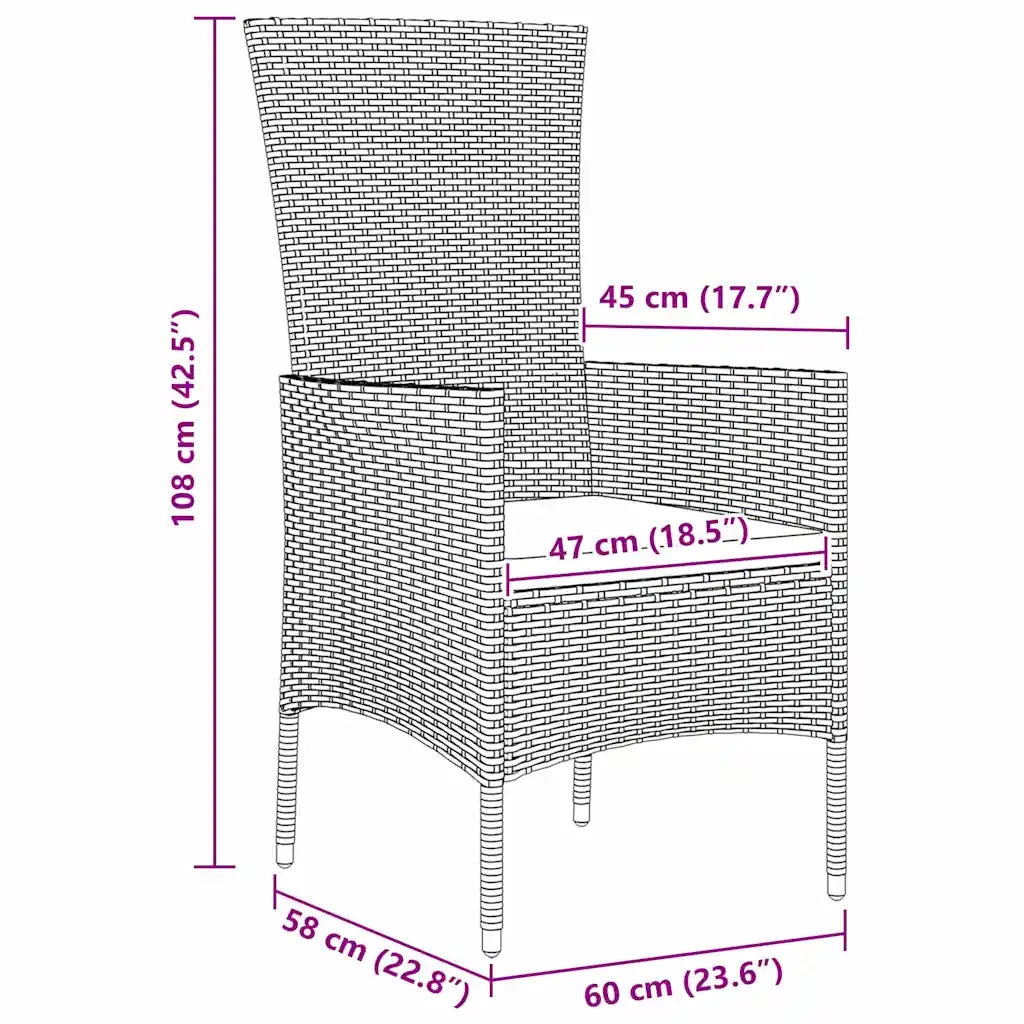 Set da Pranzo per Giardino con cuscino 5 pcs Beige polyrattan 3379460