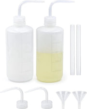 Set di 2 Flaconi a Spruzzo, 500 ml, Flacone a Chiusura a Piastra, Fiasco Laboratorio, Materiale LDPE, Fiaschi per Pulizia Laboratorio e Irrigazione Piante (Bianco, 500 ml)