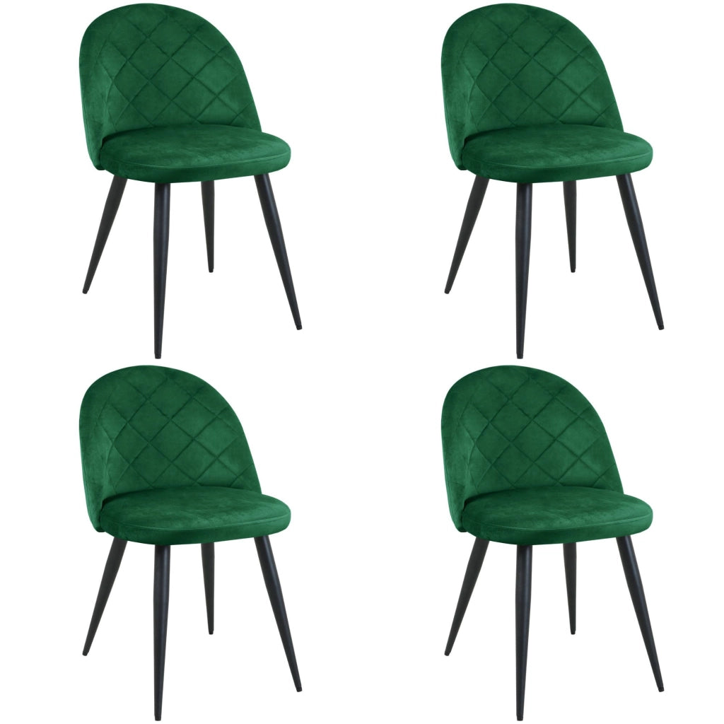 Set di 4 Sedie da Pranzo in Velluto SJ.077 Verde Bottiglia