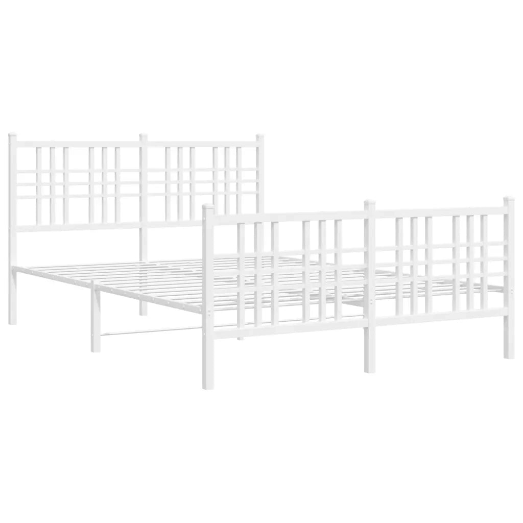 Giroletto con Testiera e Pediera-Struttura Letto Metallo Bianco 137x190 cm 578232