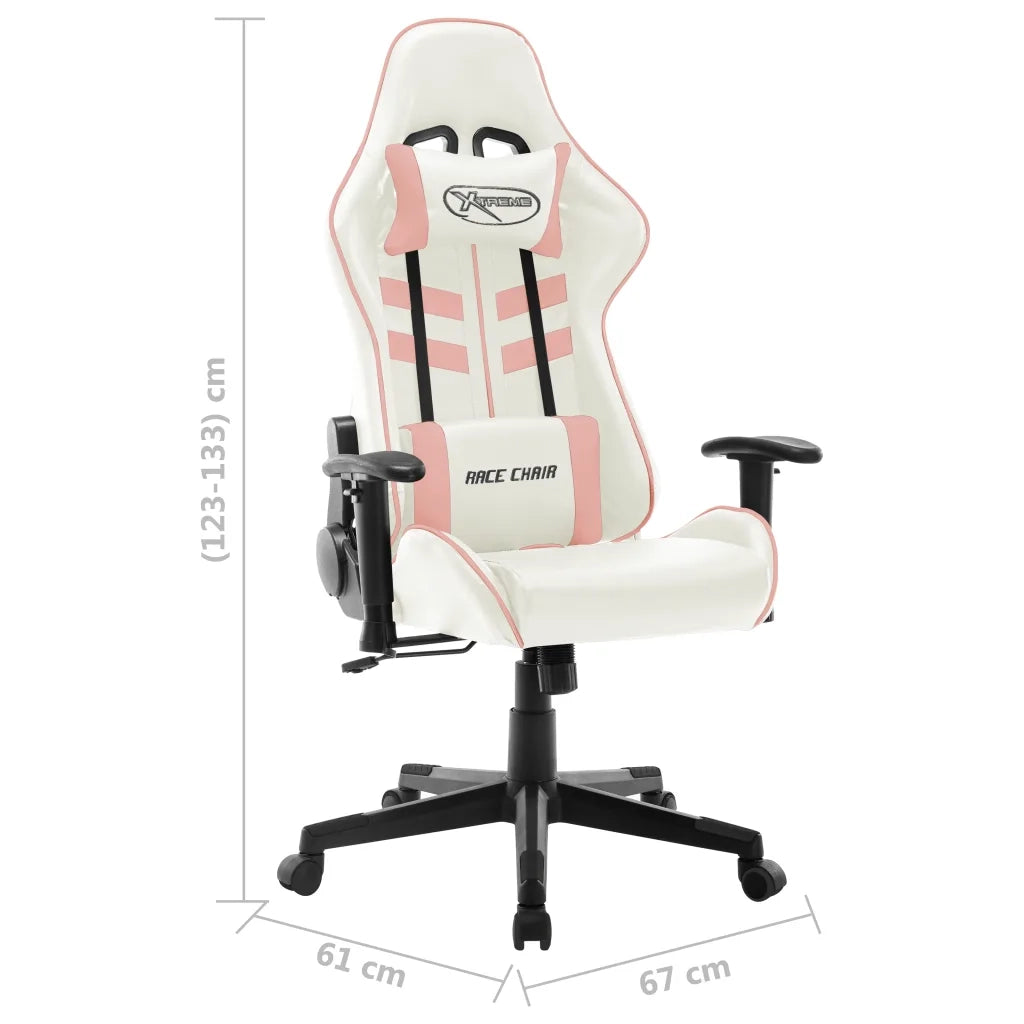 Sedia da Gaming | Sedia da e-sports Bianca e Rosa in Similpelle