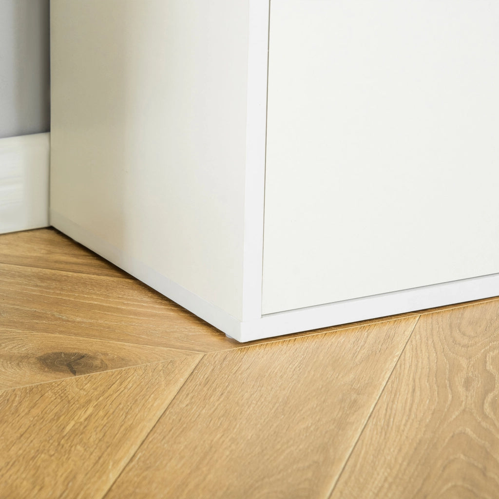 EasyComfort Libreria Moderna 4 Ripiani con Armadietto a 2 Ante in Legno, 59x29x180cm Bianca