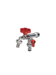 Rubinetto doppio con manopola a fiore Belfer Ø 30 mm Colore: Rosso