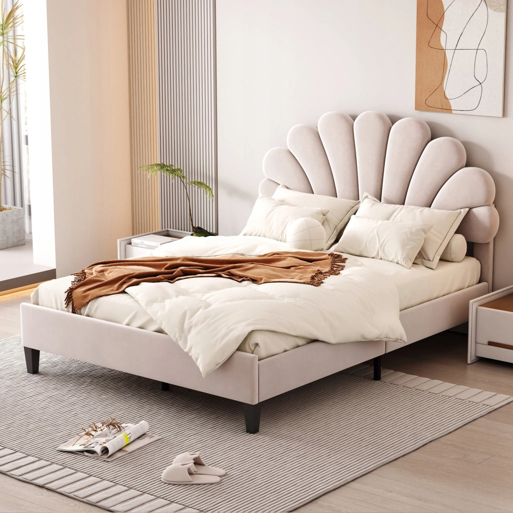 Letto imbottito 140x200 beige - Xylo