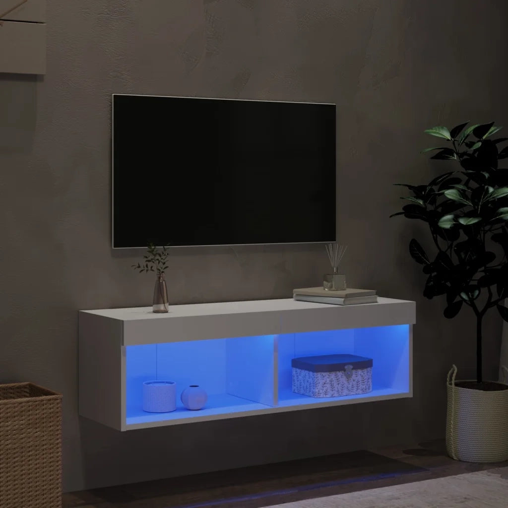 Mobile Porta TV con Luci LED-Mobile per TV-Credenza TV Bianco 100x30x30 cm