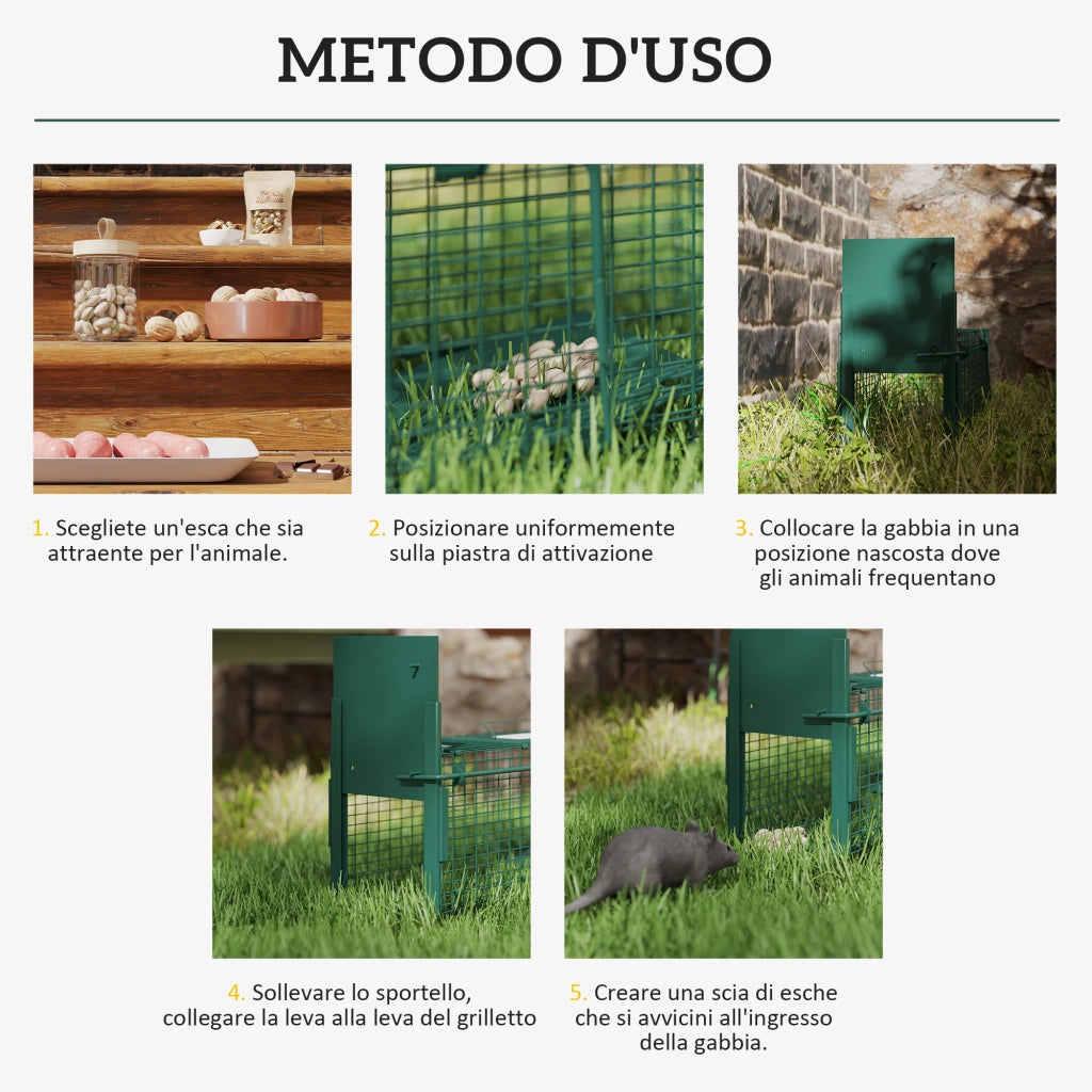 Trappola per Topi e Ratti con Porta Singola ¨C zephmum ¨C Verde 60x18x20cm