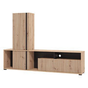Mobile Soggiorno Montiano, Parete Attrezzata Modulabile, 195.5x33x139.5h cm Marrone Rovere Nodi