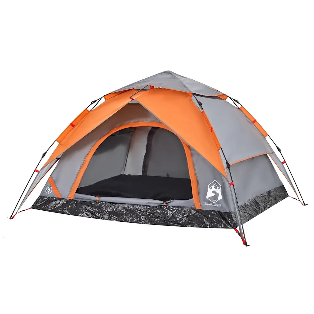 Tenda a Cupola 4 Persone Grigio e Arancione a Rilascio Rapido 4004183