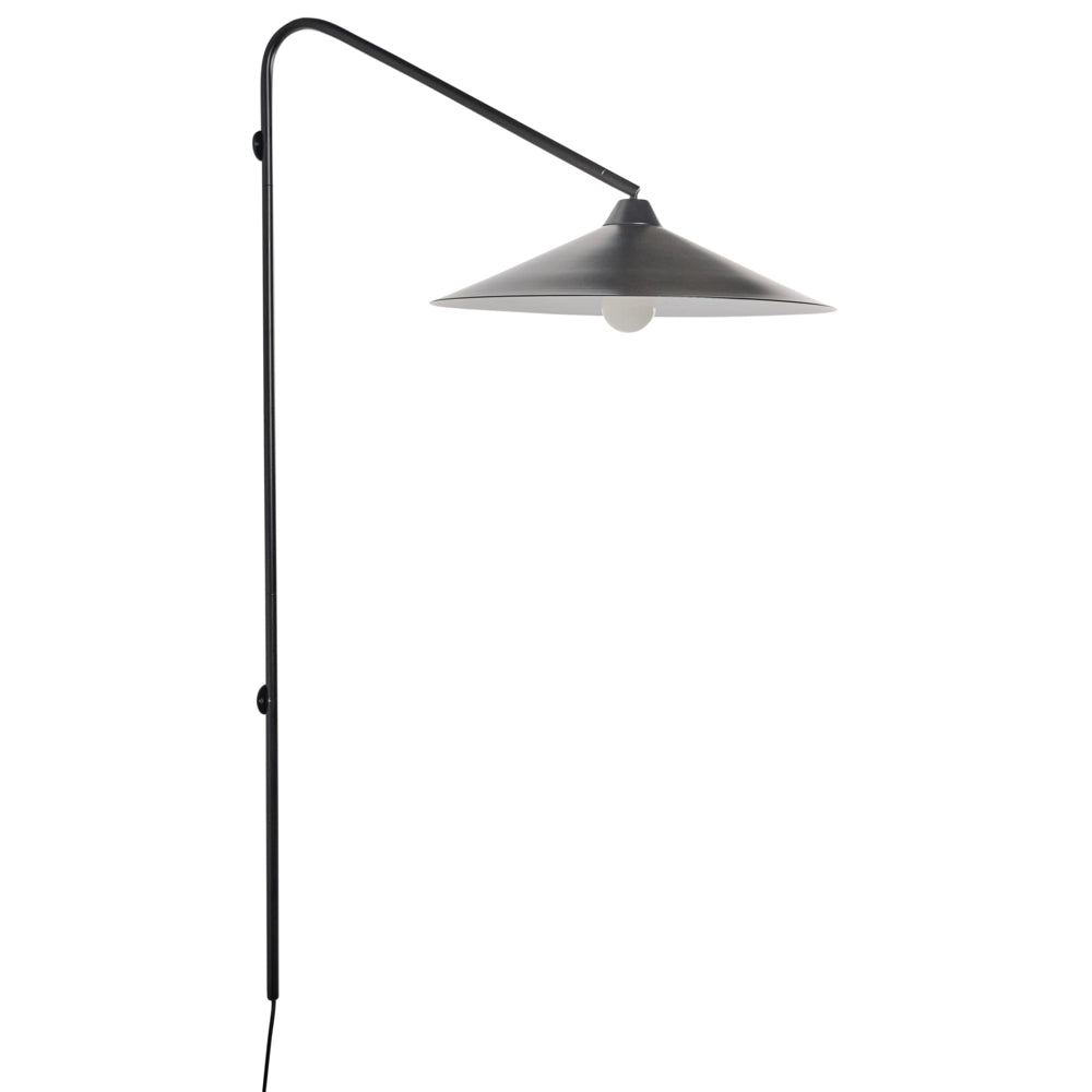 Lampada da parete con paralume a campana in metallo nero per soggiorno e camera da letto in stile industriale moderno