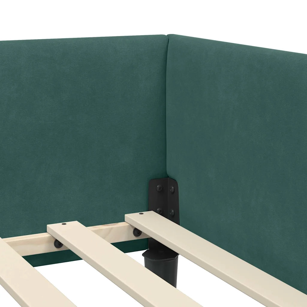 Cornice del letto ad angolo Verde Scuro 90 cm x 190 cm Velluto 42016146