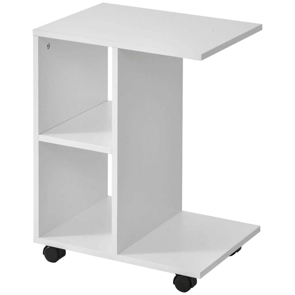 Tavolino da salotto con ruote e ripiani aperti ¨C Zephmum ¨C 45x35x58 cm Bianco