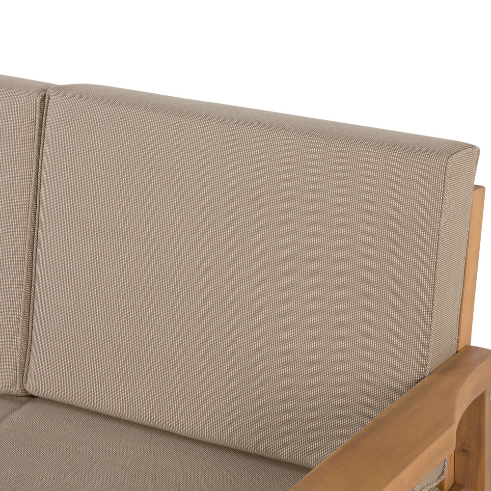 Set da giardino da 5 pezzi in marrone chiaro certificato con cuscini grigio chiaro divano poltrona tavolino